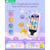 image:imageKOKODI Kids Smart Phone Toys Birthday Gifts Idea Dinosaur Toys for 3 4 5 6 7 8 Year Old Boys Touchscreen HD Digital Dual Video Camera Preschool Learning Toy for Kids 35 Travel Trip Activity BluePurple