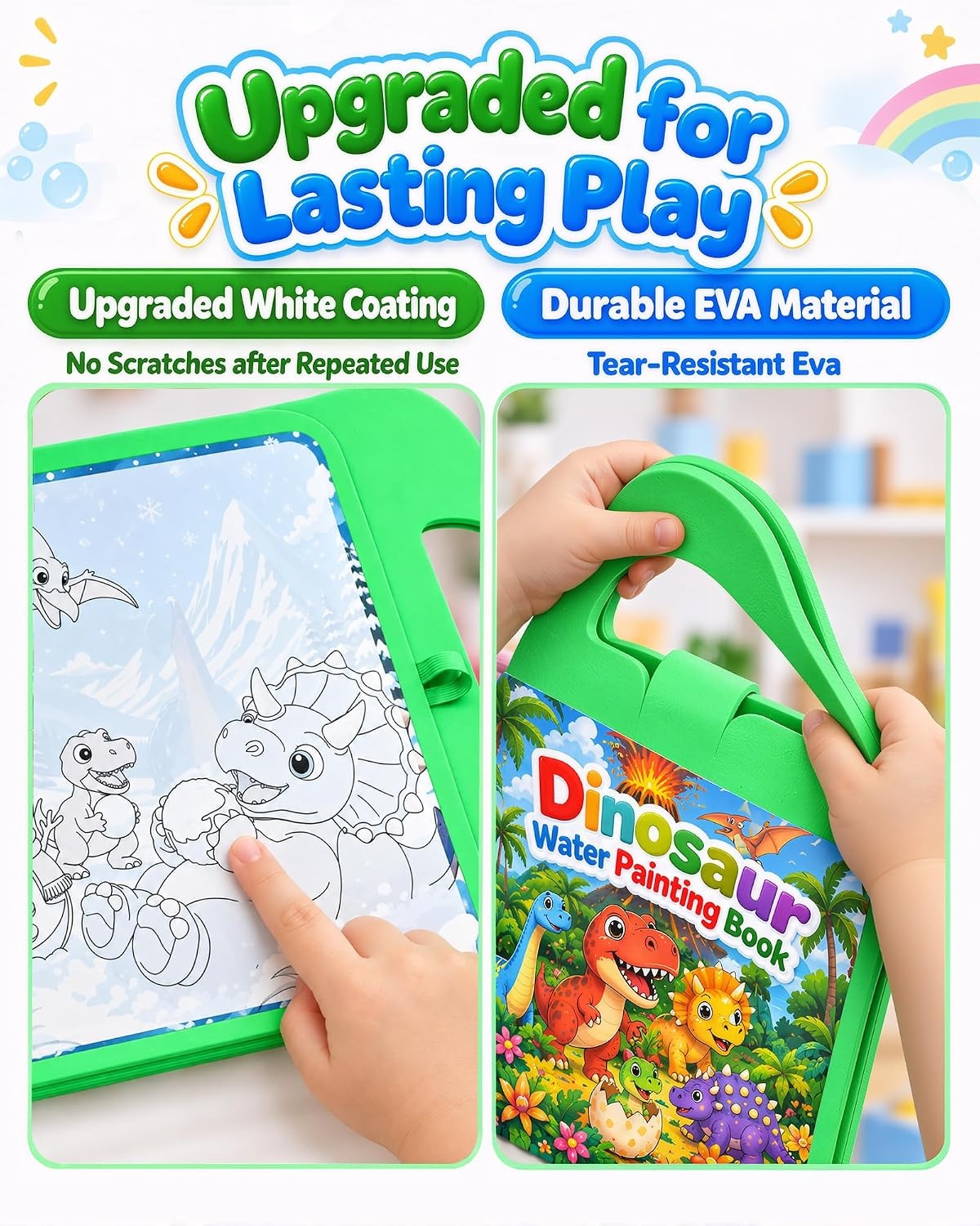 image:imageKOKODI Magic Water Coloring Book for Toddlers 13 Unicorn Reusable Water Painting Book with Water Pen 10 Magical Scenes MessFree Travel Activity Toy Gift for Toddlers Ages 33 PCSBoy