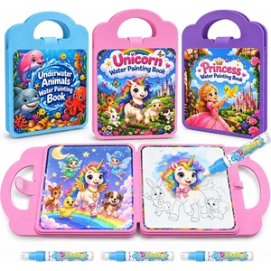 image:imageKOKODI Magic Water Coloring Book for Toddlers 13 Unicorn Reusable Water Painting Book with Water Pen 10 Magical Scenes MessFree Travel Activity Toy Gift for Toddlers Ages 33 PCSGirl